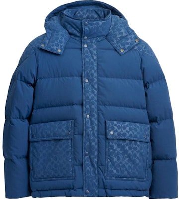 コーチ ブルー プリント フード付き ジップアップ ダウンジャケット. CL861-DEB Order コーチ ブルー プリント フード付き ジップアップ ダウンジャケット. CL861-DEB