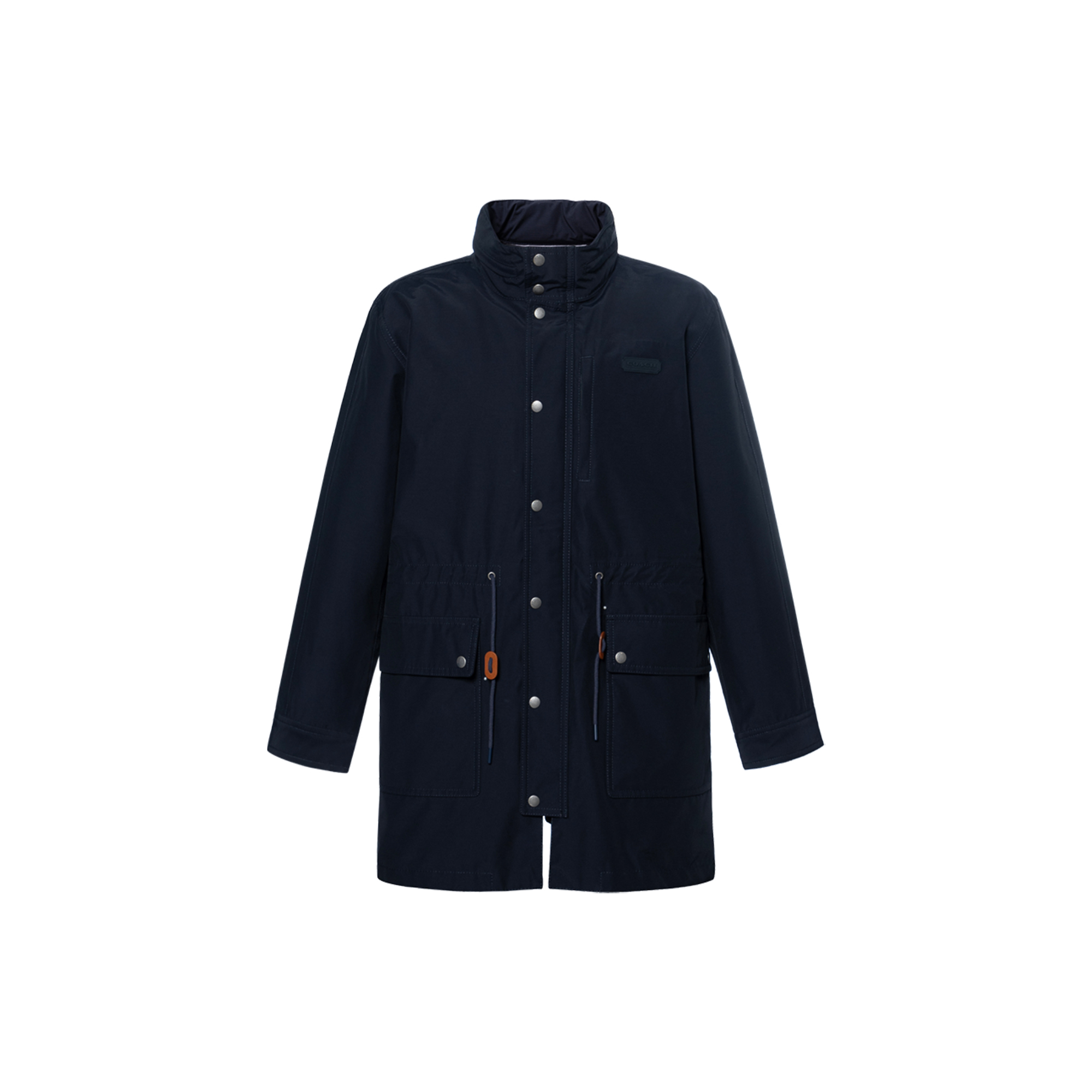 COACH  Blue Solid Color Hooded Long Sleeve Parka Jacket C8709-NAV