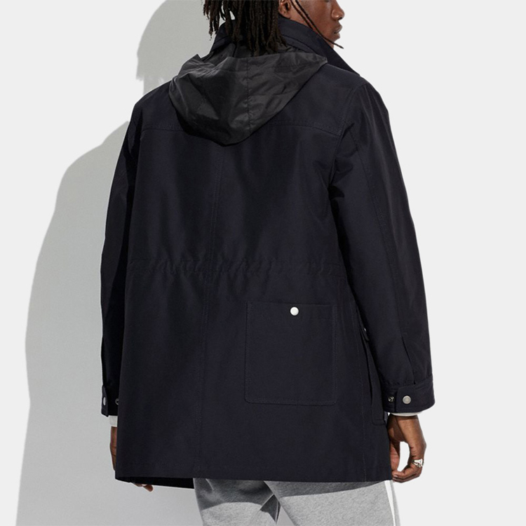 COACH  Blue Solid Color Hooded Long Sleeve Parka Jacket C8709-NAV 圖 4