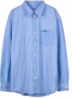 COACH Blue Striped Logo Embroidered Shirt SS24 CO870-NF5 COACH Blue Striped Logo Embroidered Shirt SS24 CO870-NF5