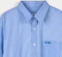 COACH 藍色條紋繡字母標誌襯衫 SS24 CO870-NF5 Shop COACH 藍色條紋繡字母標誌襯衫 SS24 CO870-NF5