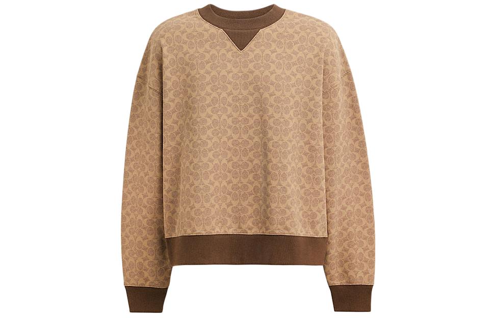 Order 蔻驰 棕色色块拼接标志印花圆领卫衣. CP977-RYU