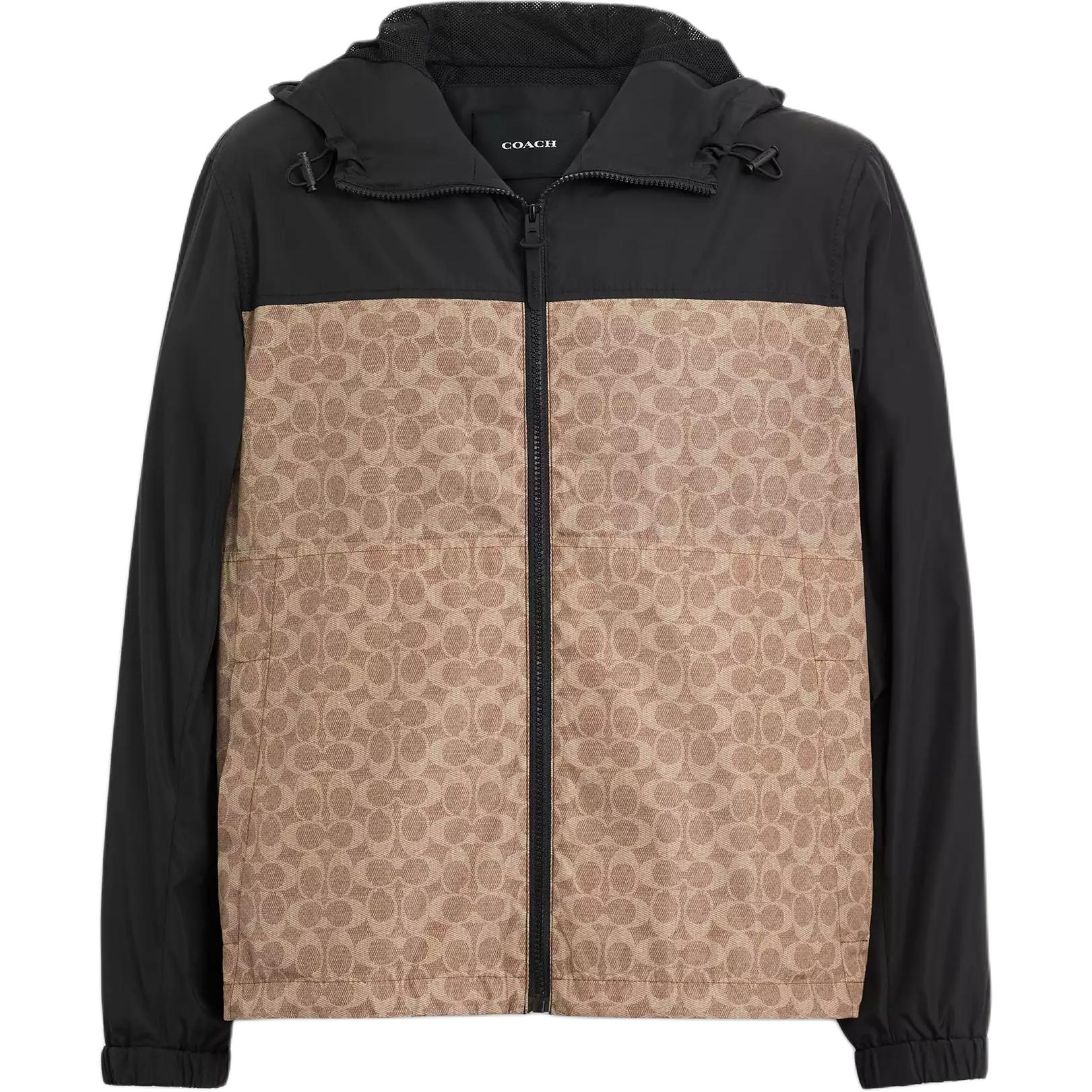 COACH  Brown Hooded Colorblock Zip-Up Jacket Windbreaker CV310-RYU