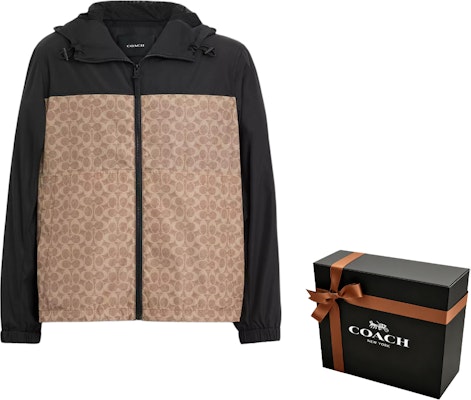 COACH 棕色拼接拉鍊連帽風衣外套 CV310-RYU Sizing COACH 棕色拼接拉鍊連帽風衣外套 CV310-RYU