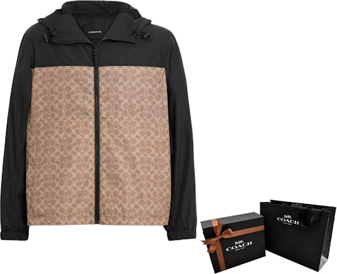 COACH 棕色拼接拉鍊連帽風衣外套 CV310-RYU Cheap COACH 棕色拼接拉鍊連帽風衣外套 CV310-RYU