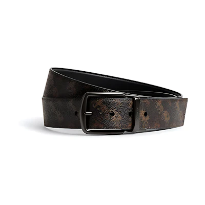 COACH Brown Leather Belt with Carriage Print, Pin Buckle, 3.8cm. CM341_VTO
