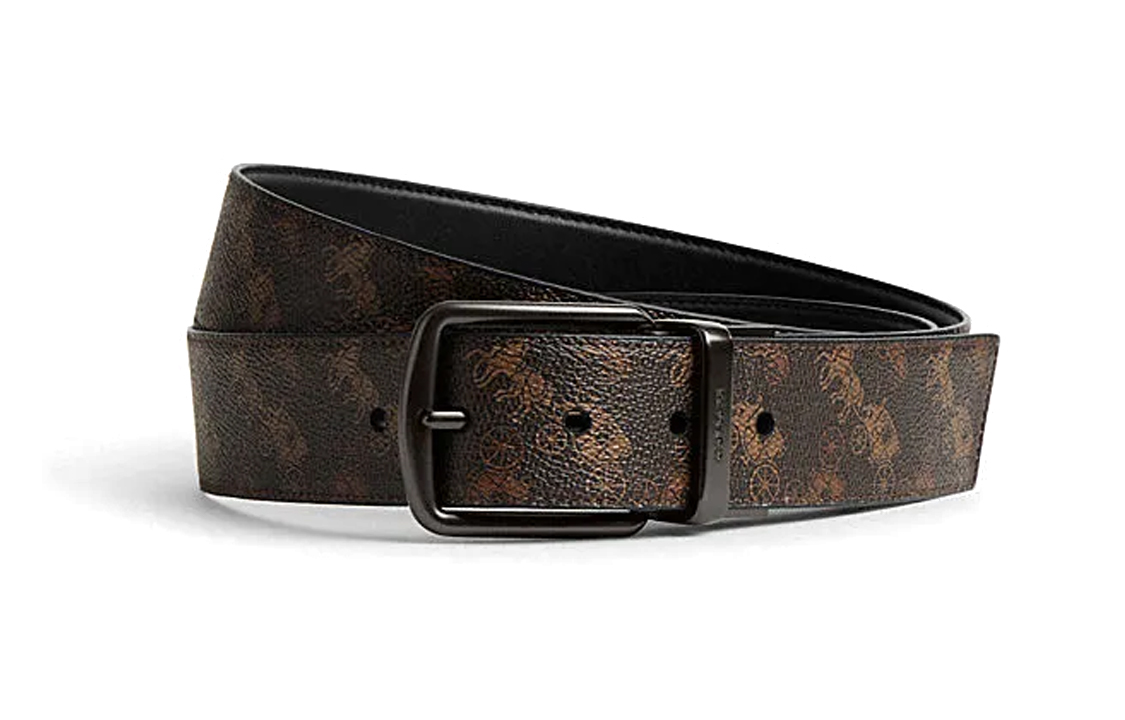 Order コーチ ブラウンレザーベルト キャリッジプリント ピンバックル 3.8cm. CM341_VTO