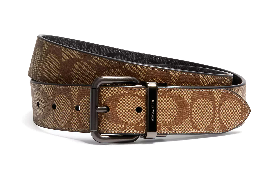 COACH  Brown Leather Canvas Belt with Logo, 3.8cm Wide. CQ008QBRMO
