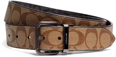 COACH Brown Leather Canvas Belt with Logo, 3.8cm Wide. CQ008QBRMO COACH Brown Leather Canvas Belt with Logo, 3.8cm Wide. CQ008QBRMO