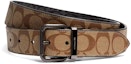 Buy コーチ ロゴ付きブラウンレザーカンバスベルト 幅3.8cm CQ008QBRMO