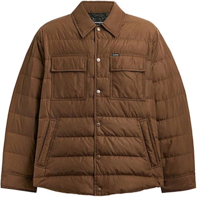 COACH Brown Solid Color Down Jacket with Single-Breasted Long Sleeves. CT733-WPK Buy COACH Brown Solid Color Down Jacket with Single-Breasted Long Sleeves. CT733-WPK