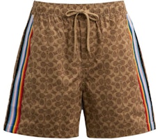 COACH Brown Striped Print Drawstring Casual Shorts. CH784-UYJ COACH Brown Striped Print Drawstring Casual Shorts. CH784-UYJ