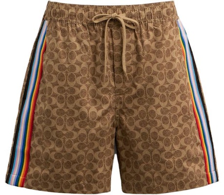 COACH 棕色条纹印花抽绳休闲短裤. CH784-UYJ Order COACH 棕色条纹印花抽绳休闲短裤. CH784-UYJ