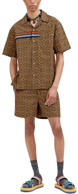 COACH 棕色条纹印花抽绳休闲短裤. CH784-UYJ Lookbook COACH 棕色条纹印花抽绳休闲短裤. CH784-UYJ