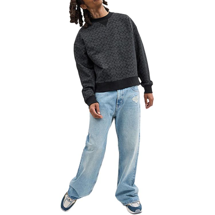 Lookbook COACH Crewneck Sweatshirt Abu-abu Arang Logo Print. CP977-R8E