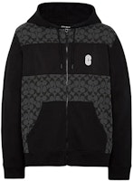 COACH Charcoal Grey Logo Print Zip-Up Hoodie with Colorblock Design. C7817-R8E COACH Charcoal Grey Logo Print Zip-Up Hoodie with Colorblock Design. C7817-R8E