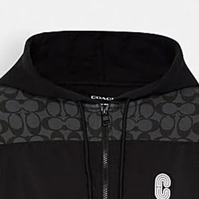 蔻驰 男士拼色设计炭灰色印花标志拉链连帽衫. C7817-R8E Shop 蔻驰 男士拼色设计炭灰色印花标志拉链连帽衫. C7817-R8E