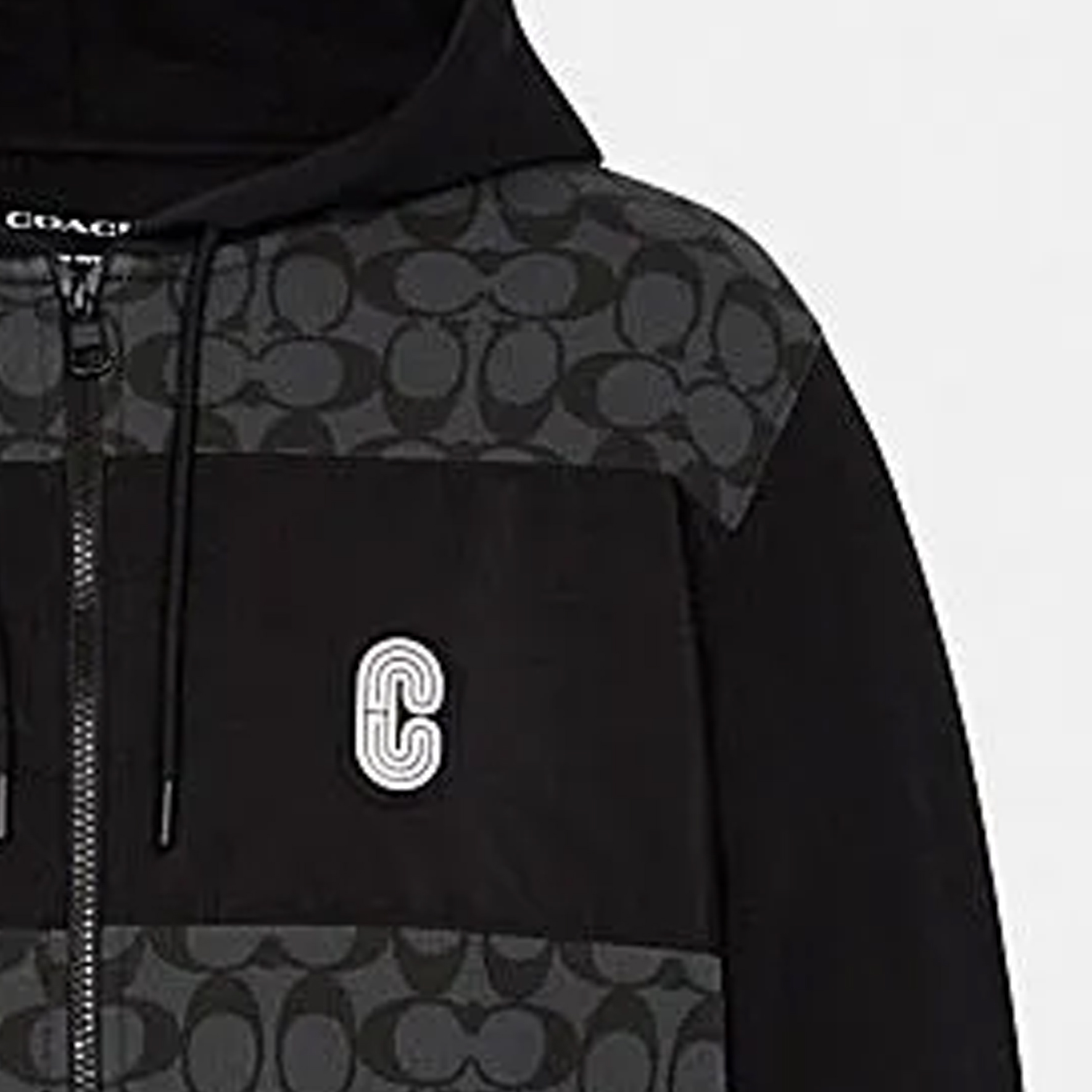 Purchase 蔻驰 男士拼色设计炭灰色印花标志拉链连帽衫. C7817-R8E