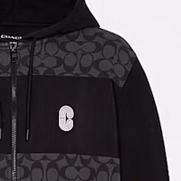 Purchase COACH Hoodie Zip-Up Kelabu Arang dengan Rekaan Colorblock dan Logo. C7817-R8E