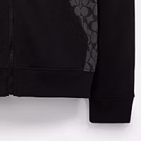 Details for COACH Hoodie Zip-Up Kelabu Arang dengan Rekaan Colorblock dan Logo. C7817-R8E