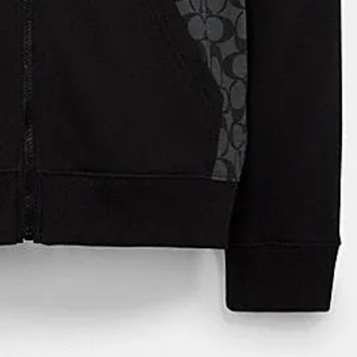 蔻驰 男士拼色设计炭灰色印花标志拉链连帽衫. C7817-R8E Details for 蔻驰 男士拼色设计炭灰色印花标志拉链连帽衫. C7817-R8E