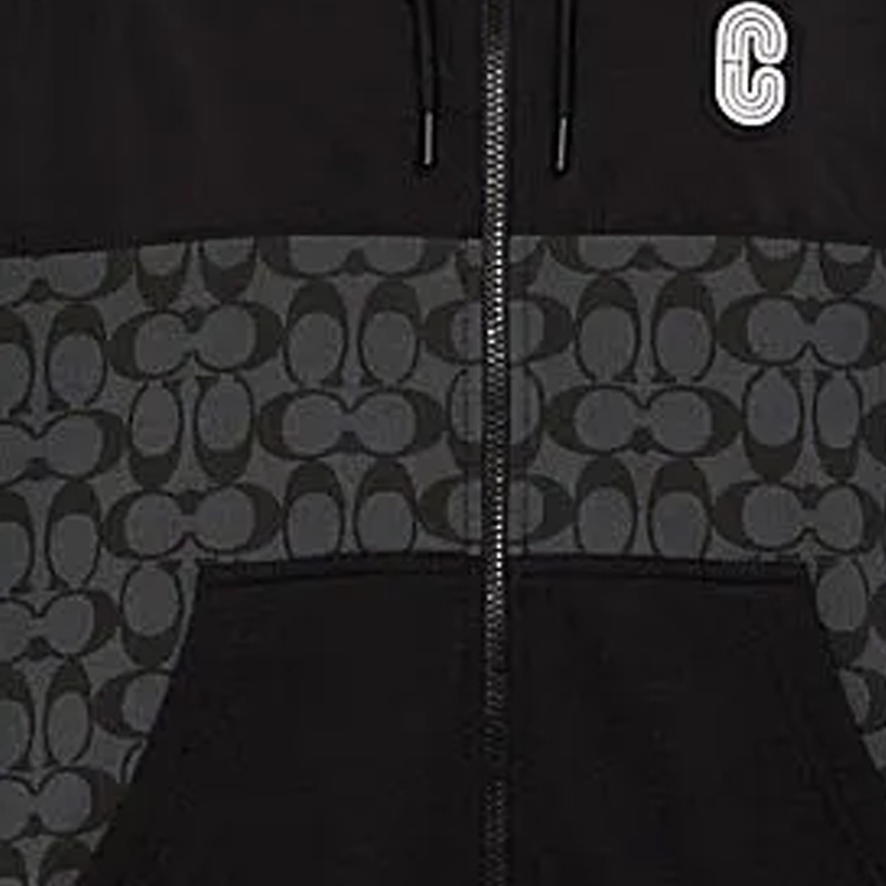 Sizing 蔻驰 男士拼色设计炭灰色印花标志拉链连帽衫. C7817-R8E