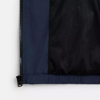 COACH Color Block Full-Zip Hoodie Jacket - Navy Blue. CAU82-NYJ Details for COACH Color Block Full-Zip Hoodie Jacket - Navy Blue. CAU82-NYJ