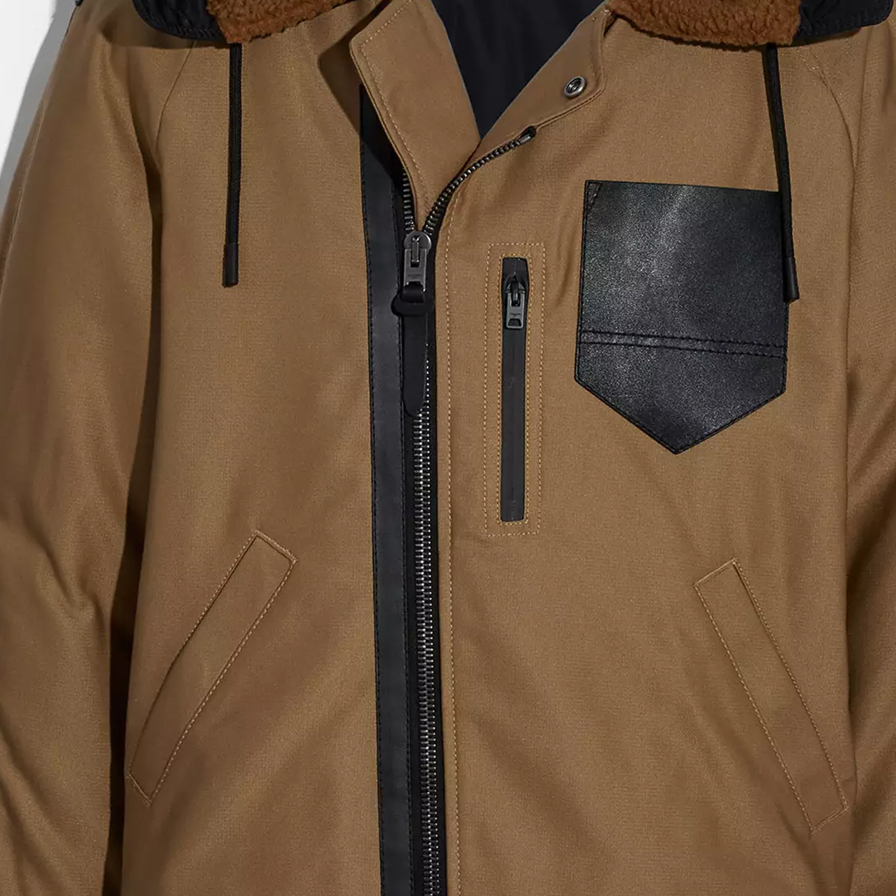 COACH  Colorblock Zip-Up Hooded Jacket in Khaki. 88690-KHBK 圖 7