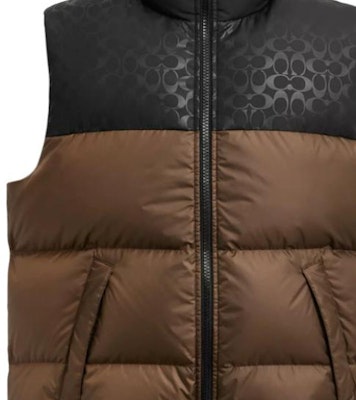 蔻驰拼色拉链无袖马甲 - 棕色 CU451-C9E Shop 蔻驰拼色拉链无袖马甲 - 棕色 CU451-C9E