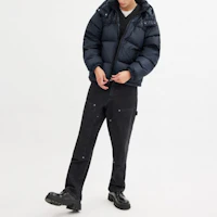 Shop COACH 可拆式帽羽絨外套 深藍色 CU449-B5H