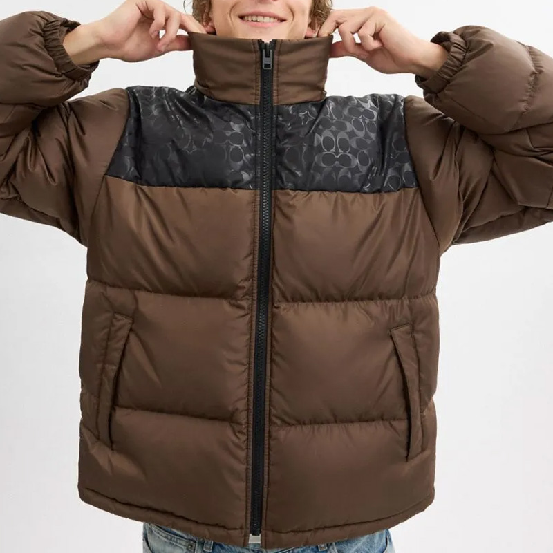 Purchase COACH  Detachable Hood Embroidered Down Jacket in Deep Moss Green. CU449-C9E