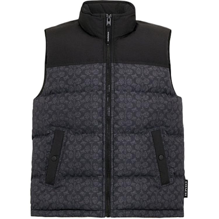 Order COACH FW24 Vest Tanpa Lengan Logo Patchwork Zip-Up - Kelabu Arang. CU801-R8E