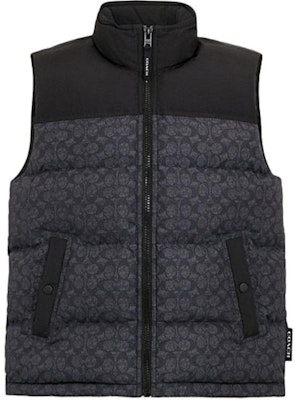 COACH FW24 Vest Tanpa Lengan Logo Patchwork Zip-Up - Kelabu Arang. CU801-R8E Order COACH FW24 Vest Tanpa Lengan Logo Patchwork Zip-Up - Kelabu Arang. CU801-R8E