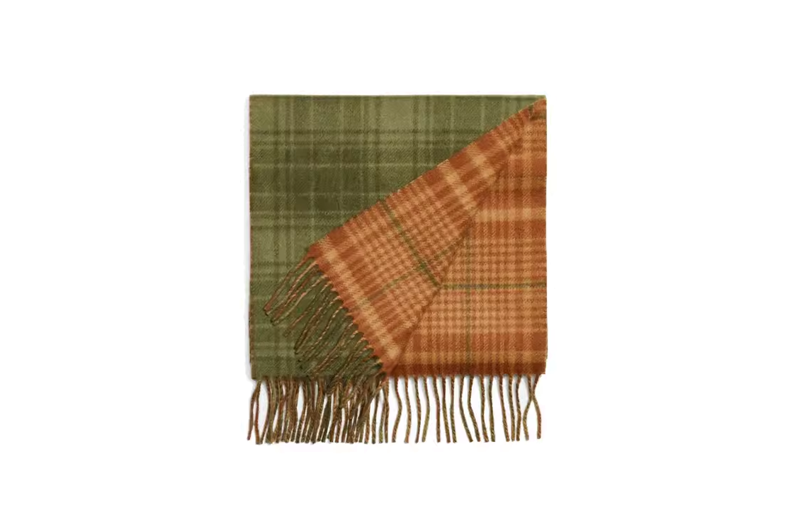 COACH  Green Plaid Printed Wool Scarf 76093_SYF