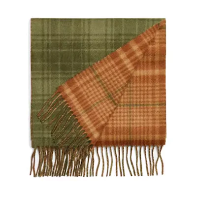 COACH Green Plaid Printed Wool Scarf 76093_SYF