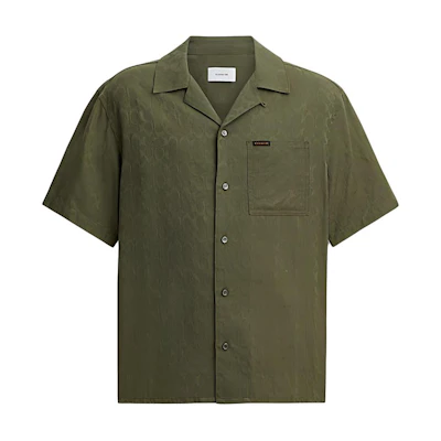 COACH Green Short Sleeve Shirt with All-Over Logo Print Casual Style CT050-TV4