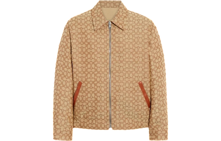 COACH  Heritage Brown Zip-Up Polo Collar Jacket CG691-VEH