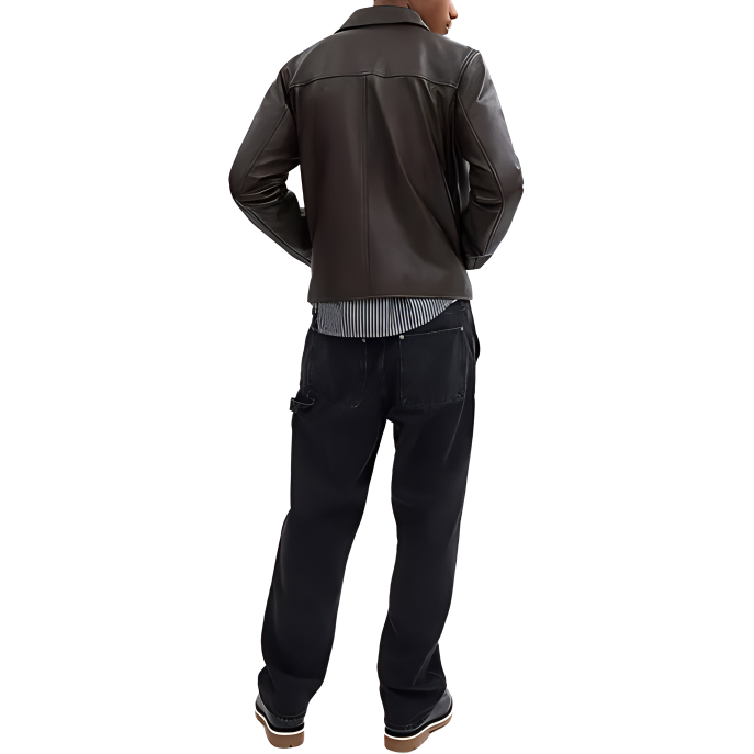 Shop COACH  Leather Jacket SS24 Red Brown with Zipper Closure and Pockets. CT723-X7F