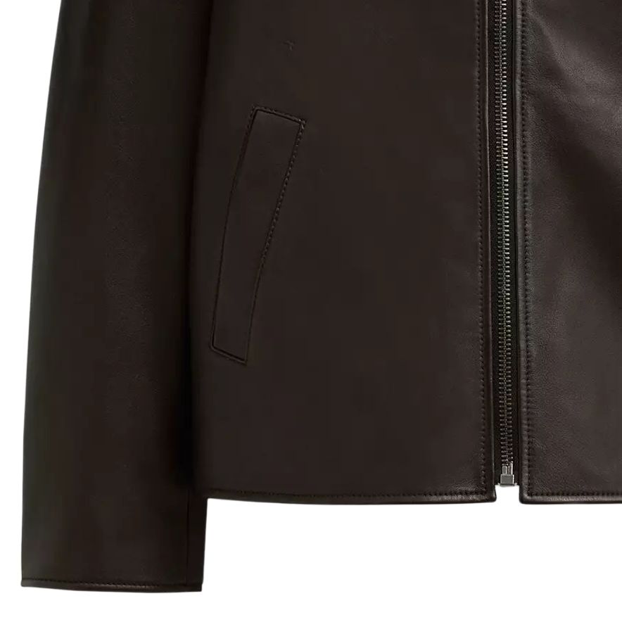 Sizing COACH  Leather Jacket SS24 Red Brown with Zipper Closure and Pockets. CT723-X7F