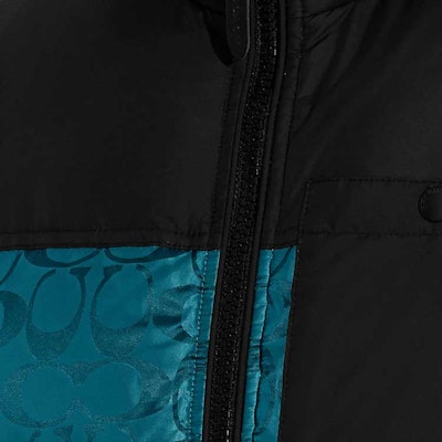 コーチ ロゴプリント カラーブロック ダウンベスト ブラック CF881-UJ2 Details for コーチ ロゴプリント カラーブロック ダウンベスト ブラック CF881-UJ2