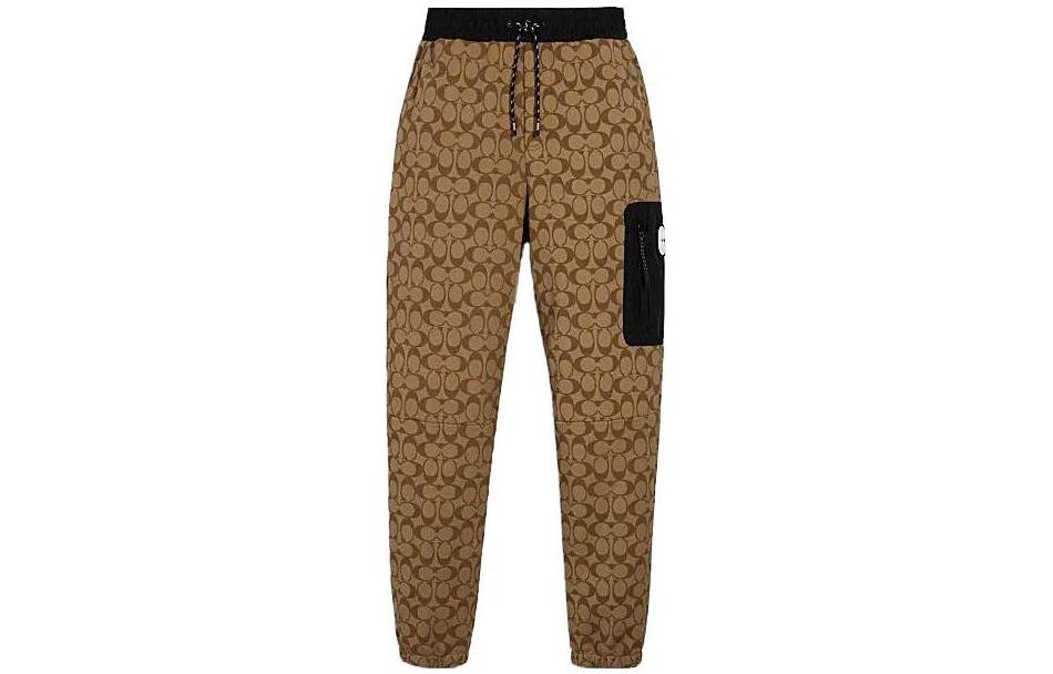 COACH  Logo Print Straight-Leg Casual Pants in Khaki. 89787-OFZ