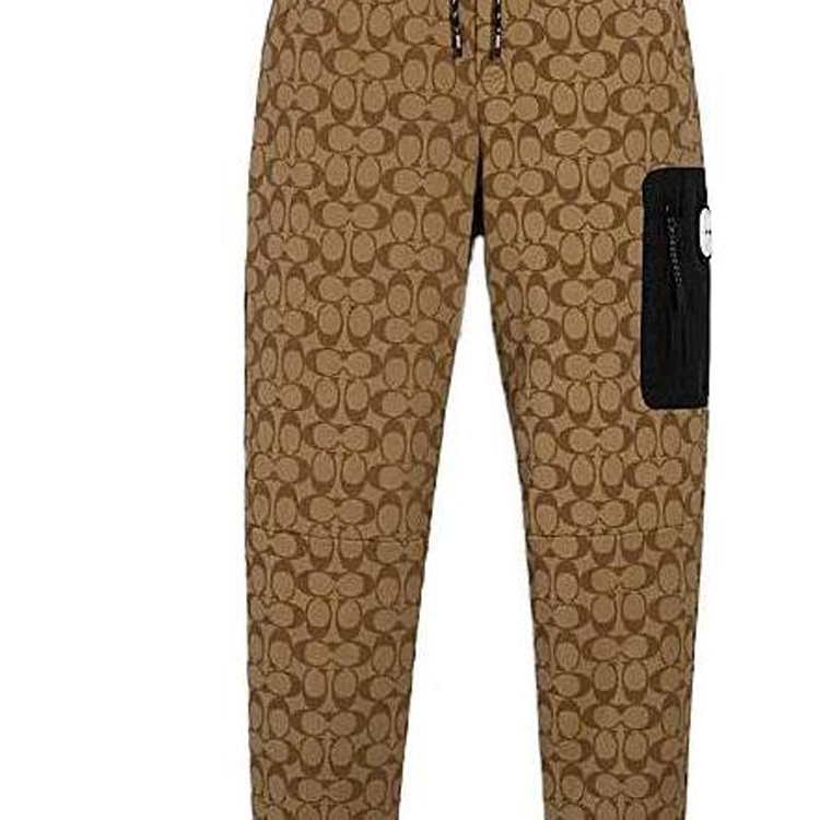 Purchase COACH 标志印花直筒休闲裤卡其色裤子。 89787-OFZ