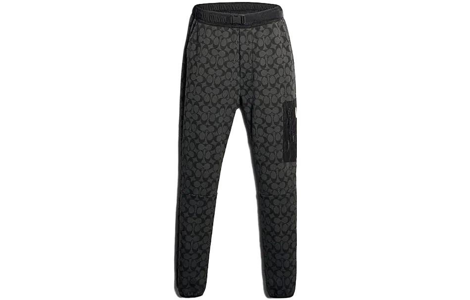 Sizing COACH 标志印花直筒休闲裤卡其色裤子。 89787-OFZ