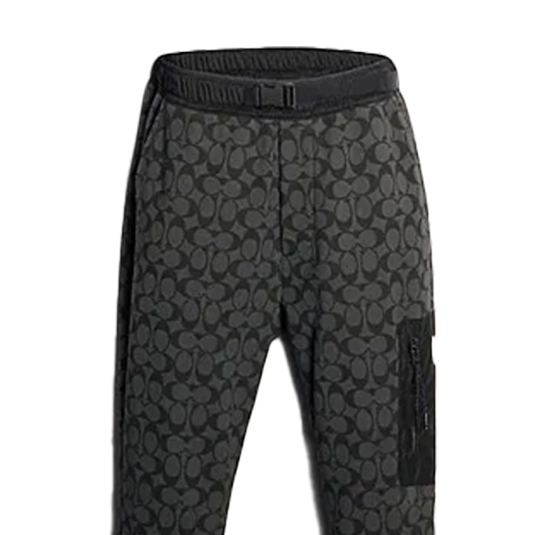 Cheap COACH 标志印花直筒休闲裤卡其色裤子。 89787-OFZ