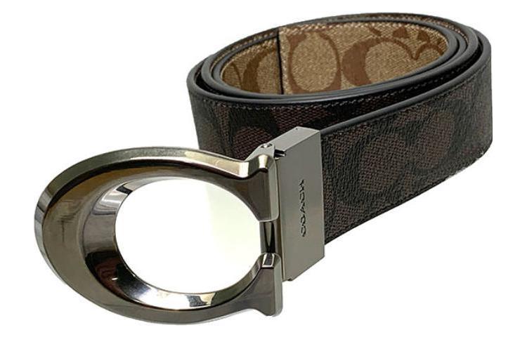 Lookbook コーチ ロゴ PVC ベルト ブラウン 3.8cm CA003QBUCYC