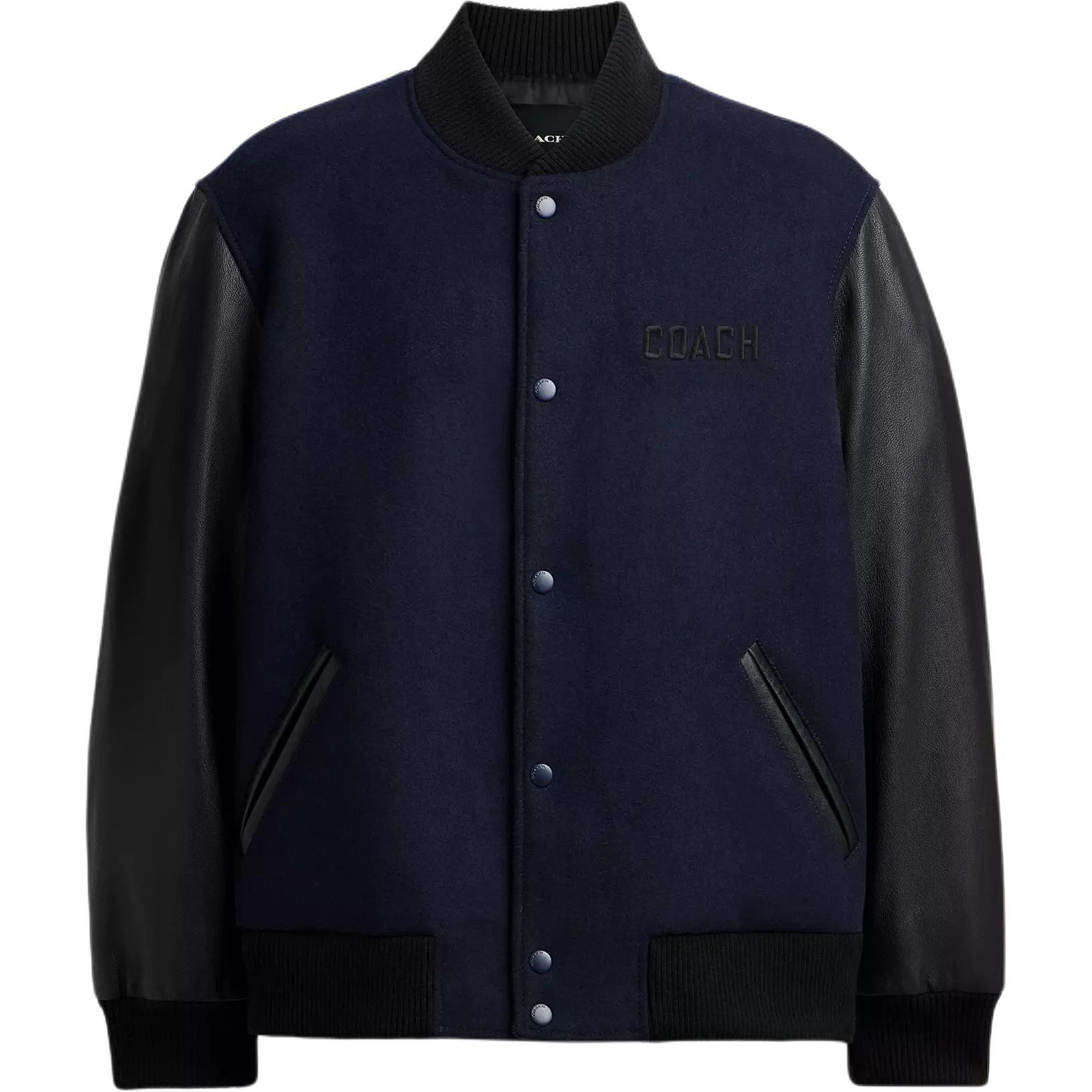 Coach  Navy Blue Baseball Collar Long Sleeve Jacket CU453-B5H