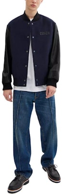 Coach Navy Blue Baseball Collar Long Sleeve Jacket CU453-B5H Lookbook Coach Navy Blue Baseball Collar Long Sleeve Jacket CU453-B5H