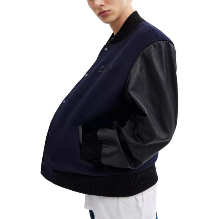 Purchase Coach  Navy Blue Baseball Collar Long Sleeve Jacket CU453-B5H