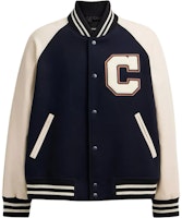 COACH Navy Blue Contrast Baseball Collar Long-Sleeve Jacket. CU367-X7G COACH Navy Blue Contrast Baseball Collar Long-Sleeve Jacket. CU367-X7G
