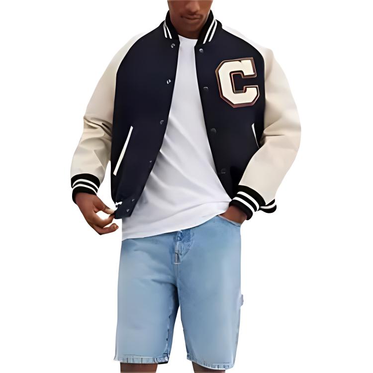 Lookbook COACH 海軍藍拼接棒球立領長袖外套 CU367-X7G